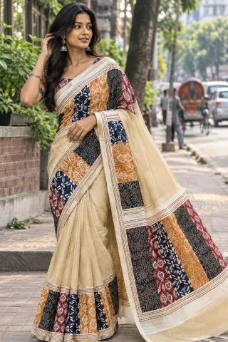 Handmade Saree — Cream